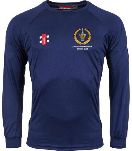 Sheldon Marlborough CC GN Navy Matrix LS Tee  Snr