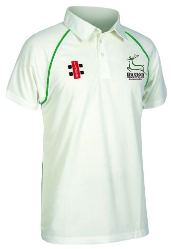 Buxton Cricket Club GN Matrix Green Cricket Shirt S/S Jnr