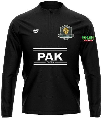 Midlands Cricket Club New Balance 1/4 Zip Mid Layer Black  Jnr