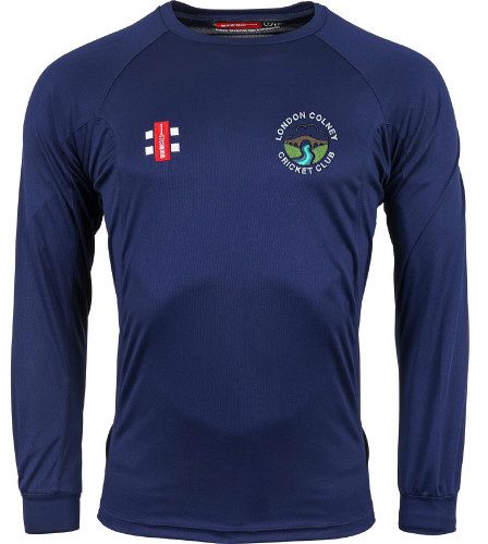 London Colney CC GN Navy Matrix Long Sleeve Tee  Jnr