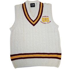 Rugeley Cricket Club Cable Knit Slipover Mar/Gold/Mar  Jnr